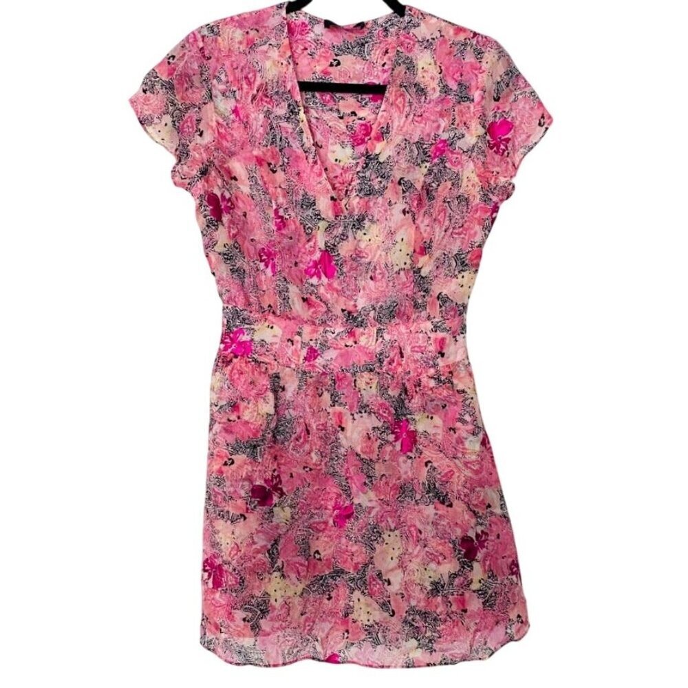 The KOOPLES Printed Pink Short Sleeve Mini Dress Size 1 (US Size 4) - Picture 3 of 10